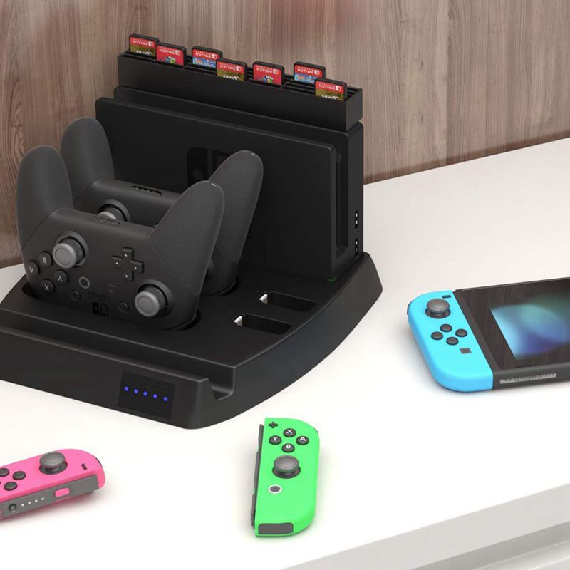 Charging Display Stand & Game Holder for Nintendo Switch Dock and Console