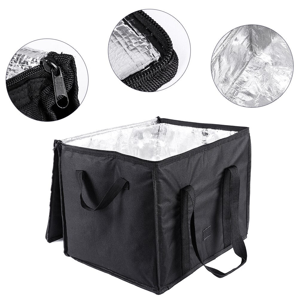 Reusable 58L Insulated Grocery Cooler Bag Tote with Zippered Top - Large Shopping Box Bags