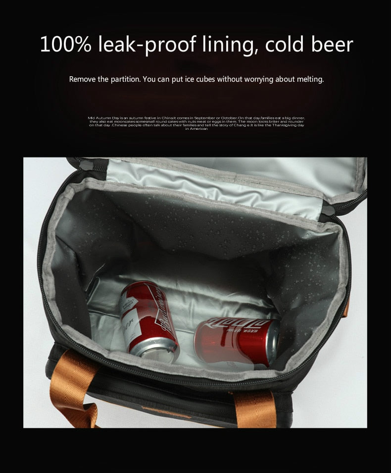 Vintage Leather Wine Cooling Bag - 100% Leakproof, Portable Thermal Picnic Cooler Bag