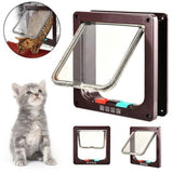 4-Way Lock Flap Door for Dogs, Cats, Kittens - ABS Plastic Small Pet Gate with Chip Security