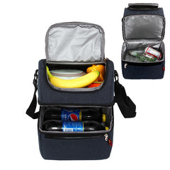 Double Layer Insulated Thermal Cooler Bag - Picnic Food & Drink Lunch Box for Women & Men, Bento Fresh Keeping Container