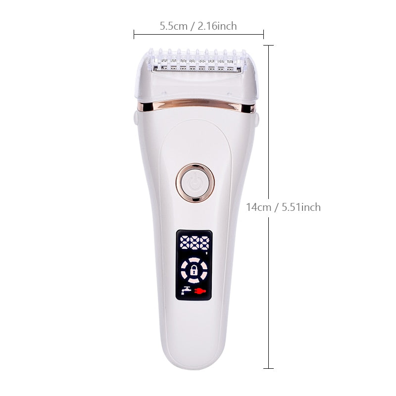 Painless Electric Razor for Women - USB Charging, Waterproof, LCD Display, Wet & Dry Use