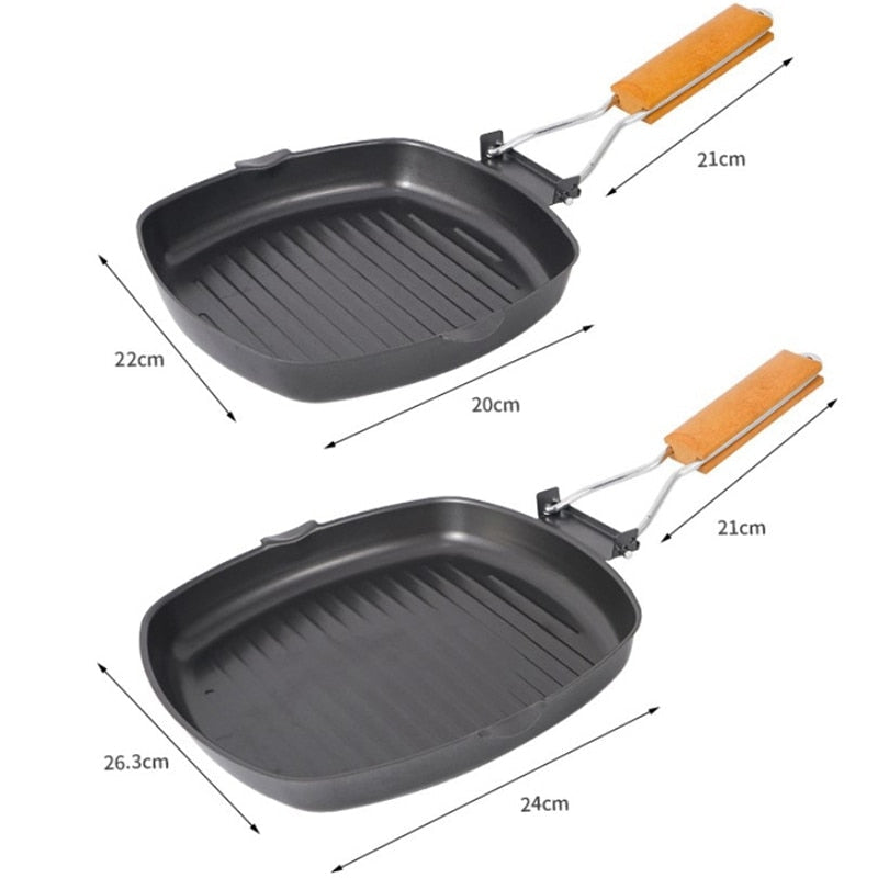 Portable Non-Stick Folding Frying Pan for Camping, Picnic, and Outdoor Cooking - Compact Cookware and Utensils