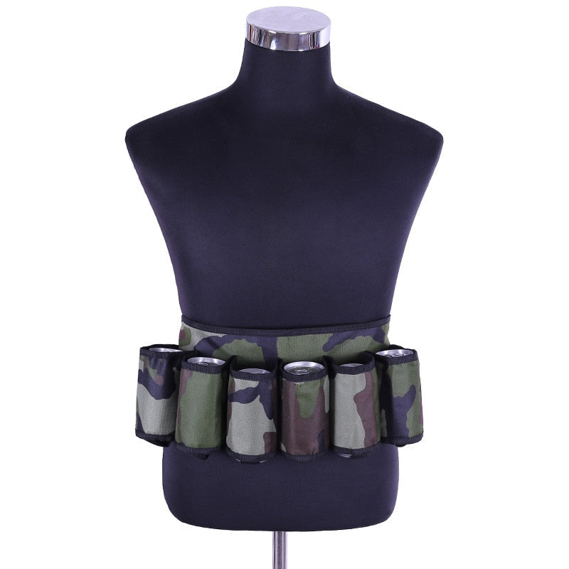 Insulated Beer Belt Holder for 6 Cans with Adjustable Strap, Buckle, and Hidden Pocket - Perfect for Parties