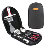 7-Piece Camp Kitchen Utensil Organizer Set - Portable BBQ Camping Cookware Travel Kit