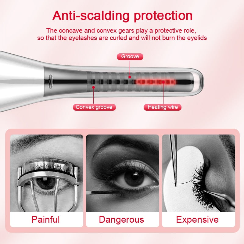 3D Rechargeable Heated Long-Lasting Ceramic Inner Electric Eyelash Curler USB