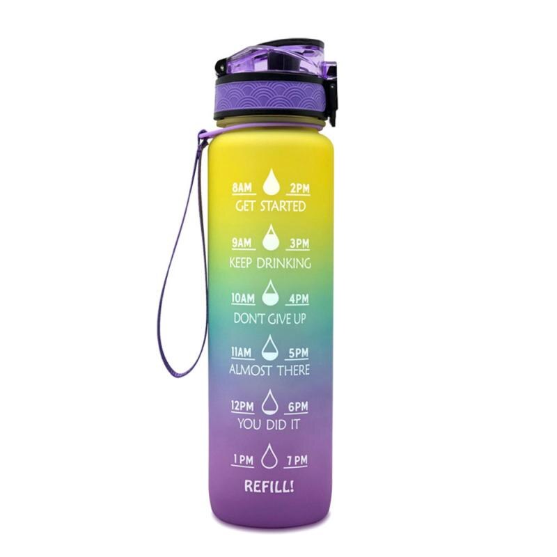 1000ML Leakproof BPA-Free Sports Water Bottle with Time Marker - Portable for Climbing, Camping, and Outdoor Activities