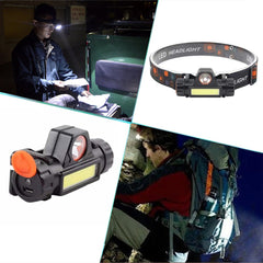 COB Waterproof LED Headlight Work Light - 2 Modes, Magnetic, 18650 Battery - Ideal for Fishing & Camping