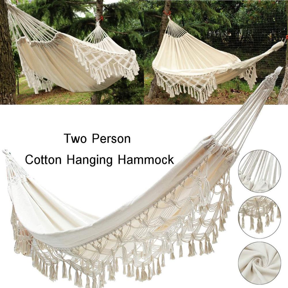 White Indoor/Outdoor Hanging Hammock Chair for Garden, Dorm, Bedroom - Safe Swing for Kids & Adults