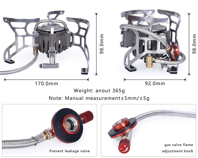 Tragbarer Outdoor-Camping-Gaskocher mit Zünder - Faltbarer Kocher aus Aluminiumlegierung, 3500 W