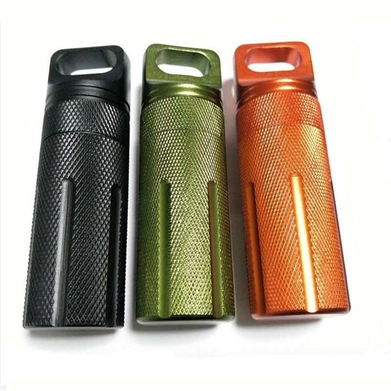 Outdoor CNC Waterproof Emergency First Aid Kit - Aluminum Survival Pill Bottle, EDC Tank Box for Camping & Cigarettes