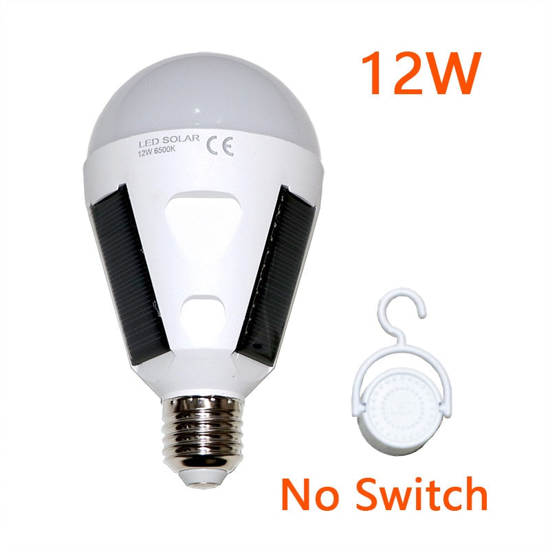 E27 Rechargeable LED Solar Bulb Lamp 7W/12W 85V-265V Outdoor Emergency Solar Powered Light for Travel, Fishing, Camping