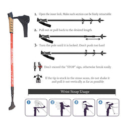 2pcs Nordic Walking Sticks - Adjustable Aluminum Telescopic Trekking Poles for Camping & Hiking