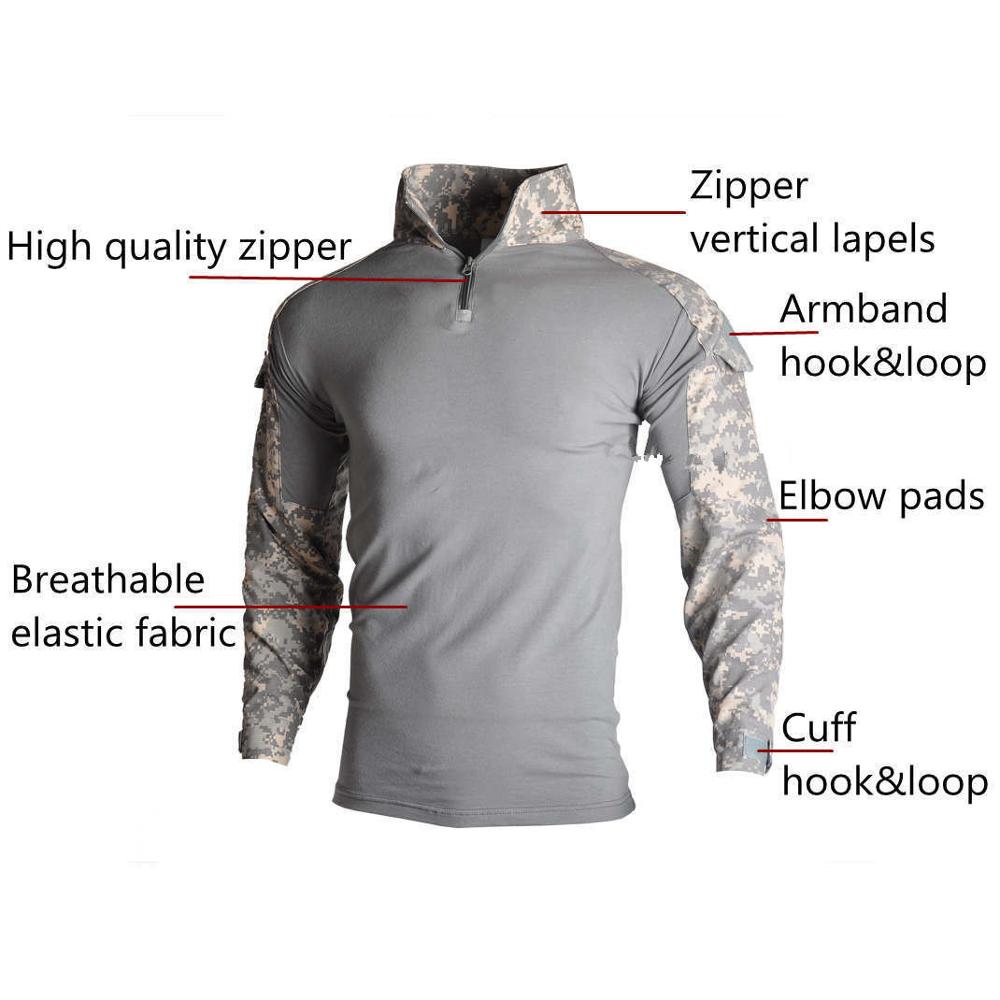 Men's Tactical Camouflage Long Sleeve Army T-Shirt - Breathable Outdoor Sports, Climbing, Fishing Clothing