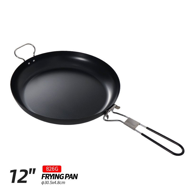 Portable Non-Stick Folding Frying Pan for Camping, Picnic, and Outdoor Cooking - Compact Cookware and Utensils