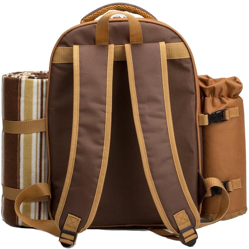 Four-Person Picnic Backpack with Tableware Set, Thermal Insulation, Cold Storage, and Double-Shoulder Straps for Outdoor Camping