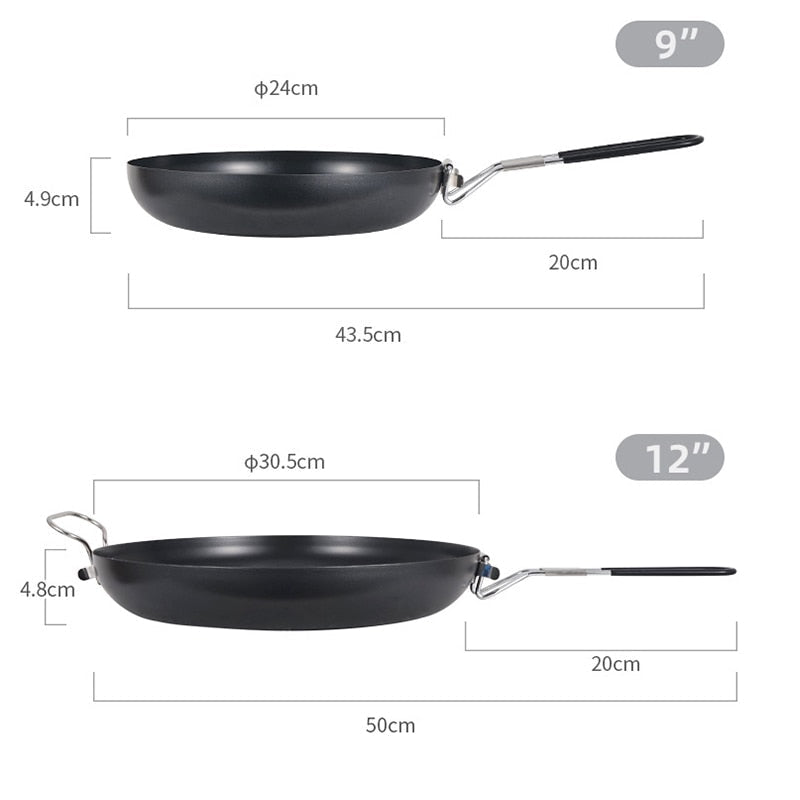 Portable Non-Stick Folding Frying Pan for Camping, Picnic, and Outdoor Cooking - Compact Cookware and Utensils