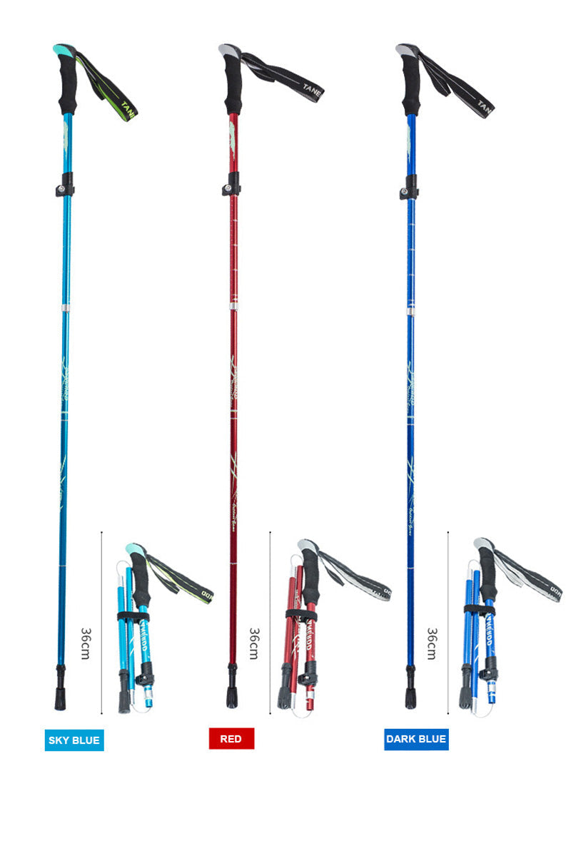 Ultralight 5-Section Adjustable Anti-Shock Telescopic Walking Stick for Camping, Hiking, and Trekking