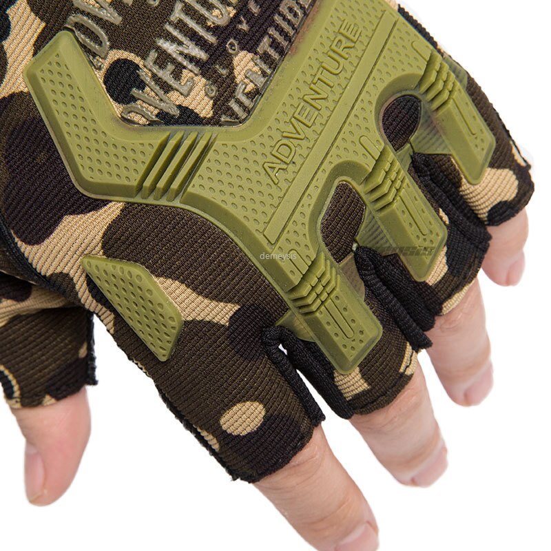 Fingerless Tactical Camouflage Gloves for Outdoor Sports, Hiking, Camping, Gym, Fitness, Driving - Men's Army Gloves