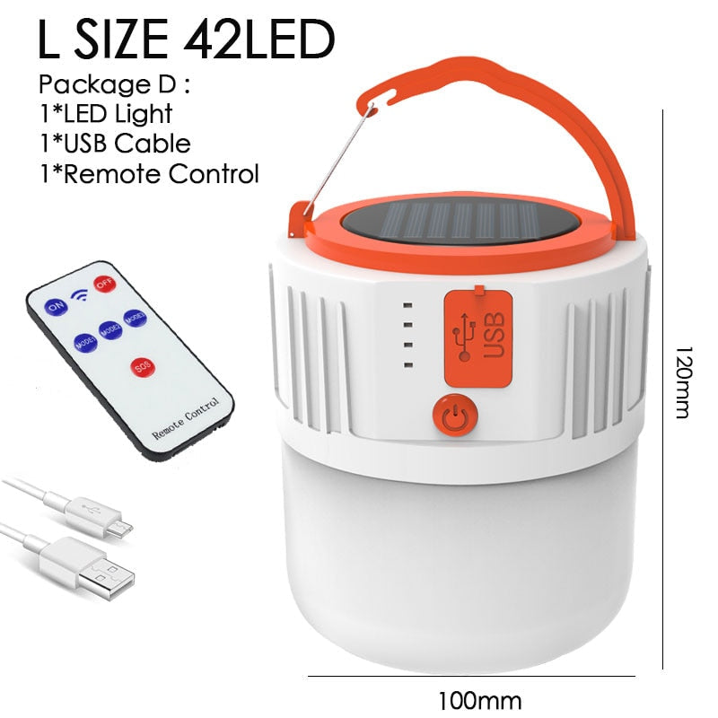 LED Solar Charging Light - Energy-saving USB 42 Bead Bulb for Night Market, Camping, Power Outage, Emergency Use
