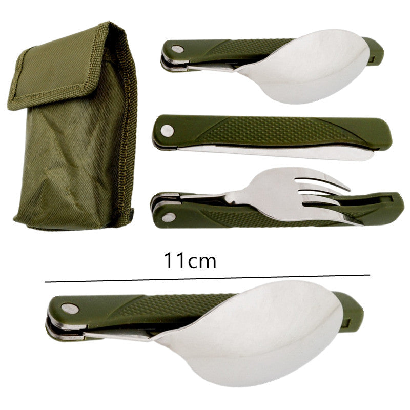 Long Cookware Backpack: Stainless Steel Spork, Fork, Knife, Spoon Utensil Set Combo