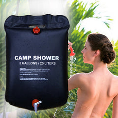 Solar Heated Camp Shower Bag - Portable, Folding, Outdoor Bath for Travel, Hiking, Climbing - PVC Water Bag