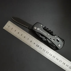 Black Multifunction Swiss Army Knife - Outdoor Camping Survival Folding EDC Multi-Purpose Tool