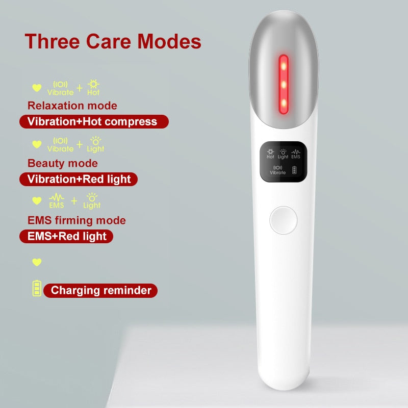 Mini Electric Vibration Eye Face EMS Red Light Therapy Anti-Ageing Wrinkle Dark Circle Removal