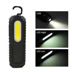 2-in-1 Rechargeable LED Work Light with Magnetic Base, Built-in Battery, COB Flashlight for Emergency Car Repairs