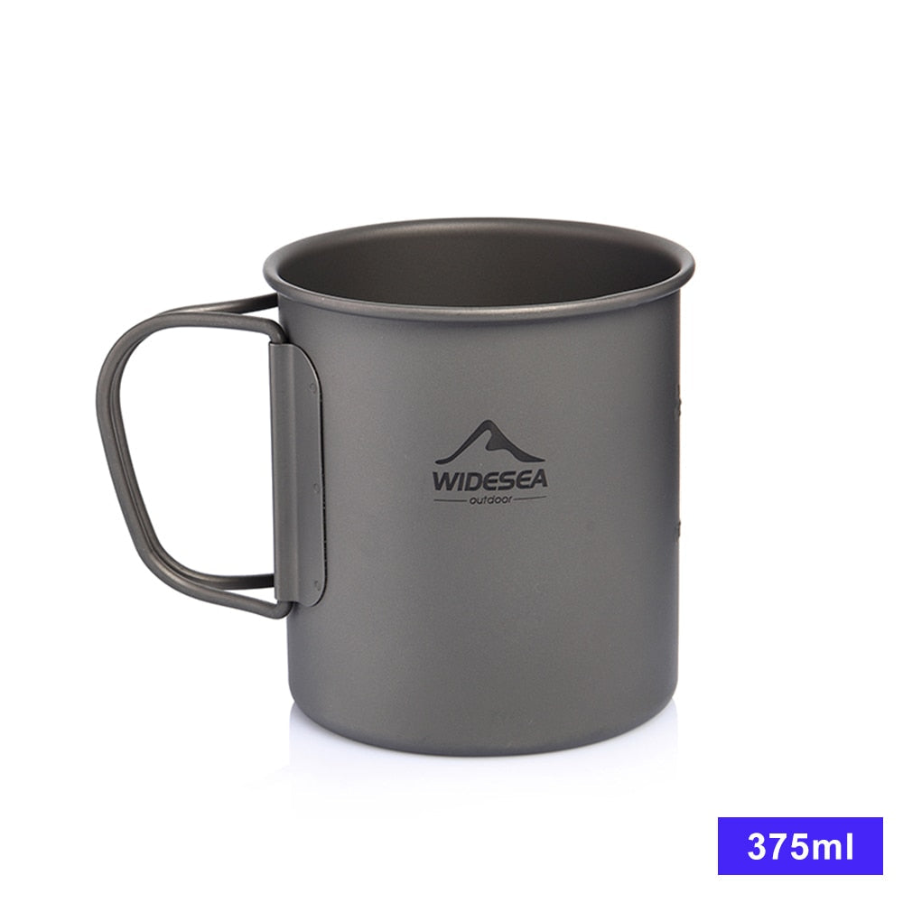 Titanium Camping Mug & Cookware Set - Outdoor Kitchen Equipment for Hiking, Travel, Picnic, and Tourist Tableware