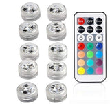 10pcs Submersible RGB LED Lights - Waterproof, Battery Powered for Swimming Pool, Vase, Pond