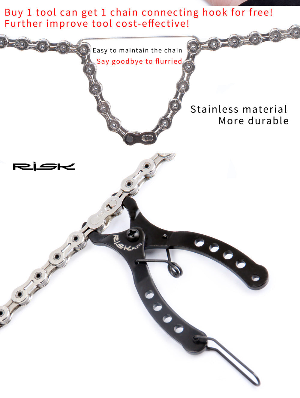 Bike Mini Chain Quick Link Tool - Master Link Remover, Connector Opener, Plier with Free Chain Hook