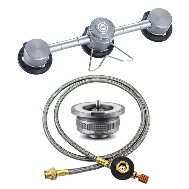 3-in-1 Aluminum Butane Adapter for Cassette Gas Canisters - Ideal for Outdoor Camping and Hiking