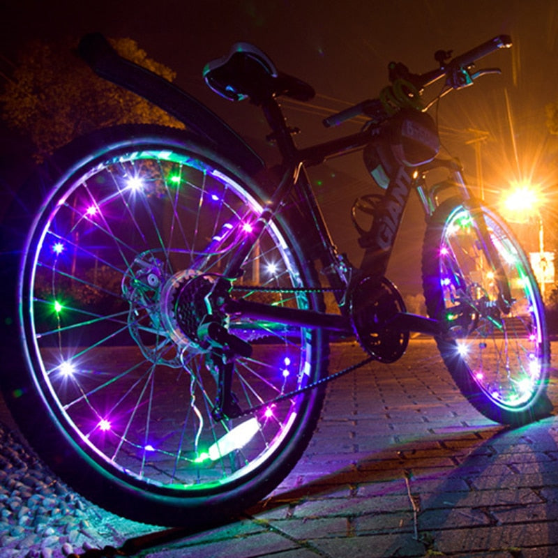 Mountain Bike Wheel String Lights - 2M 20 LED Festoon Spoke Lamp for Cycling, Camping, Night Riding Accessories