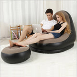 Inflatable Flocking Sofa Recliner - Folding Lounger, Pedal Lazy Sofa for Living Room, Outdoor Camp, Picnic Chair