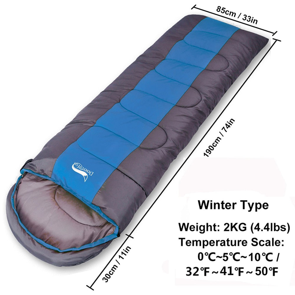 Large Winter Sleeping Bag for Adults - Warm Envelope Blanket for Camping, Hiking, and Tourism