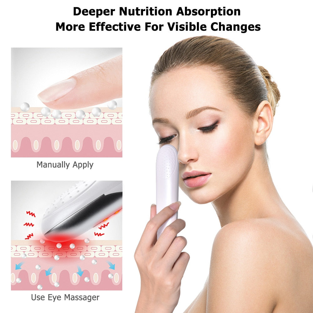 Mini Electric Vibration Eye Face EMS Red Light Therapy Anti-Ageing Wrinkle Dark Circle Removal