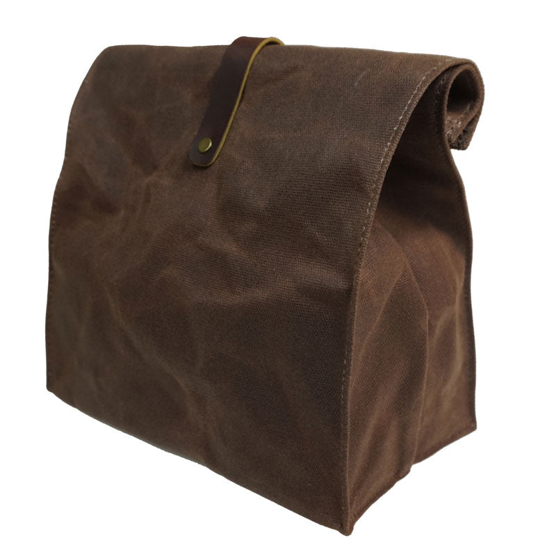 Waxed Canvas Leather Lunch Bag - Waterproof Food Storage for Work, School, Hiking, Camping, and Hunting