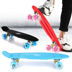 Pastel Color Mini Longboard with LED Flashing Four Wheels Retro Skateboard