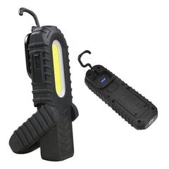 2-in-1 Rechargeable LED Work Light with Magnetic Base, Built-in Battery, COB Flashlight for Emergency Car Repairs