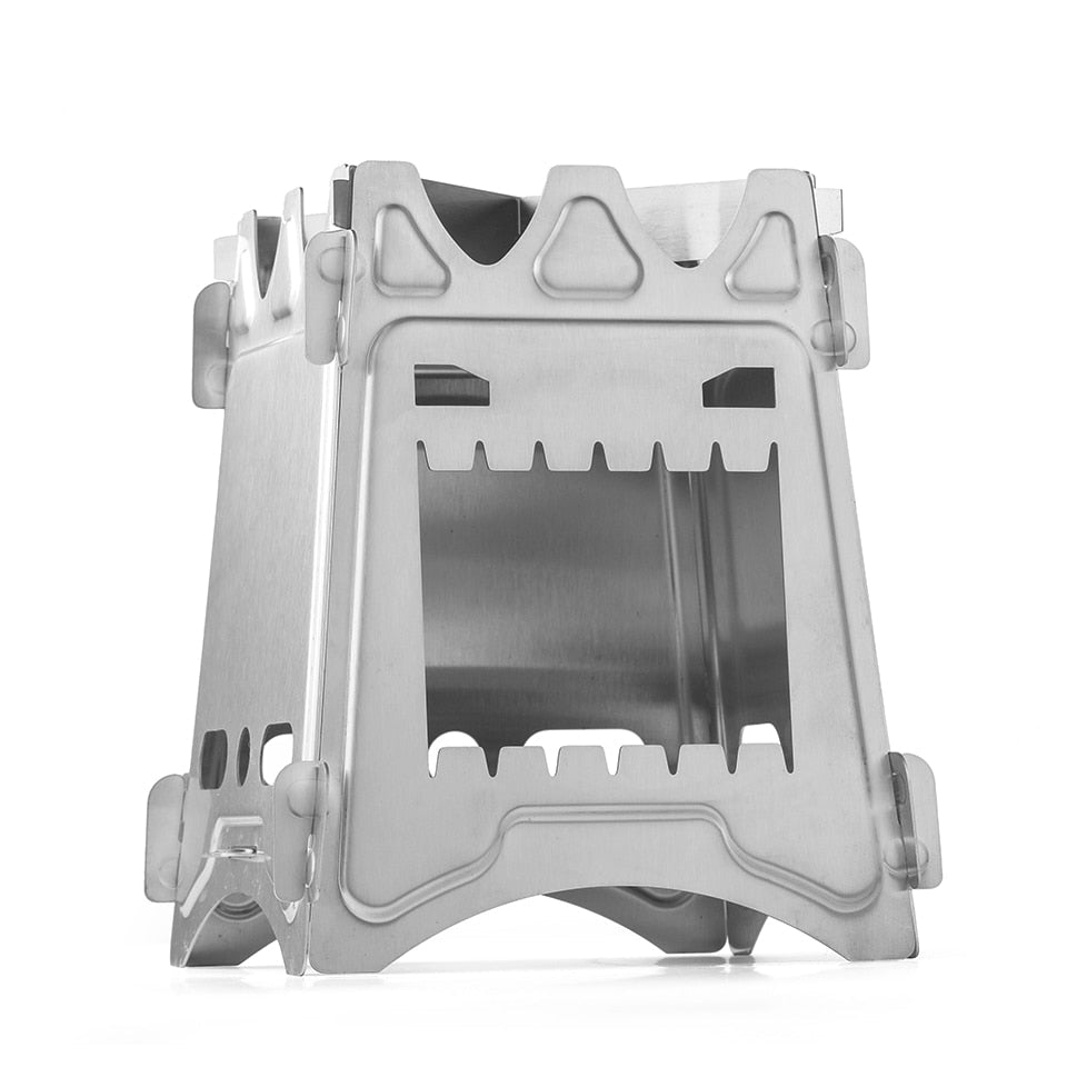 Portable Stainless Steel Camping Stove - Wood Burning for Backpacking, Picnic, BBQ, and Hiking