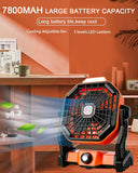 Portable USB Rechargeable Camping Fan with LED Lights, Adjustable Speed, 7800mAh Battery for Tent Lantern