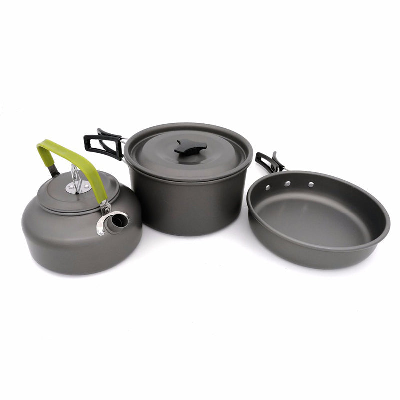 1 Set Non-stick Outdoor Camping Cookware: Pots, Pans, Kettle, Foldable Spoon, Fork, Knife, Cup