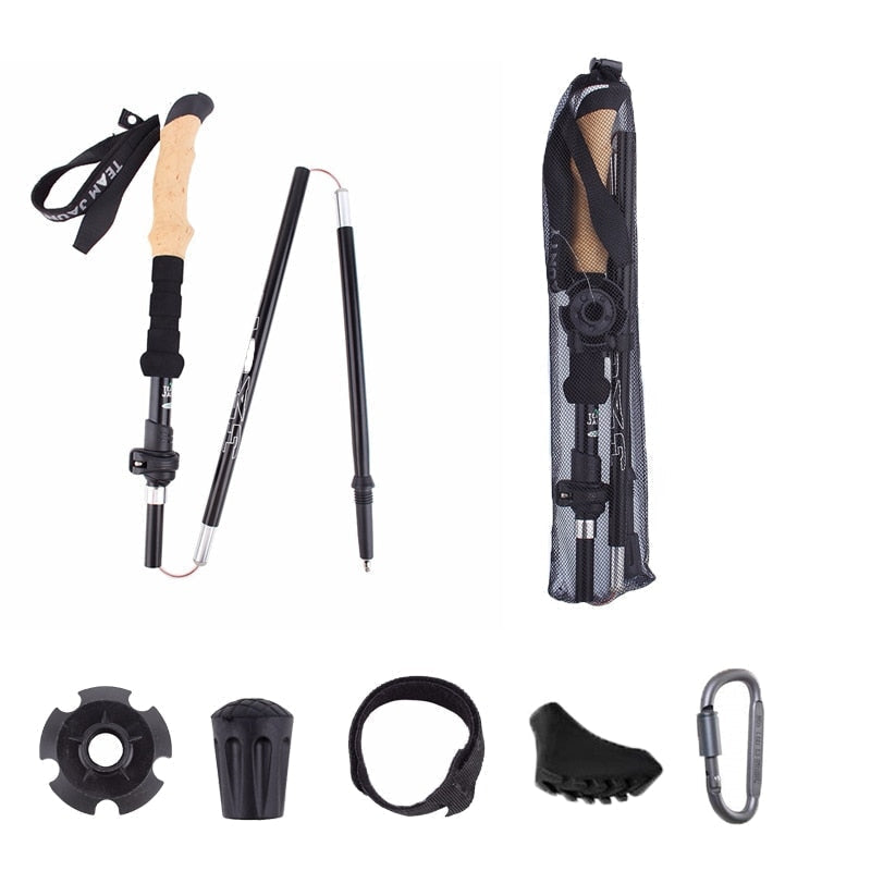 2Pcs Ultralight Aluminum Alloy Foldable Hiking Walking Sticks - Telescopic Trekking Poles for Camping & Nordic Walking