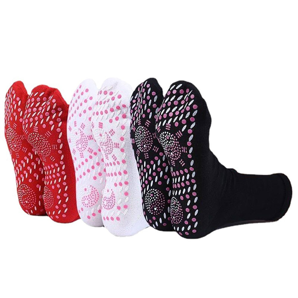 2 Pairs Self-Heating Non-Slip Socks for Men & Women - Foot Massage, Magnetic Therapy, Winter Warmth, Relieve Tired Feet