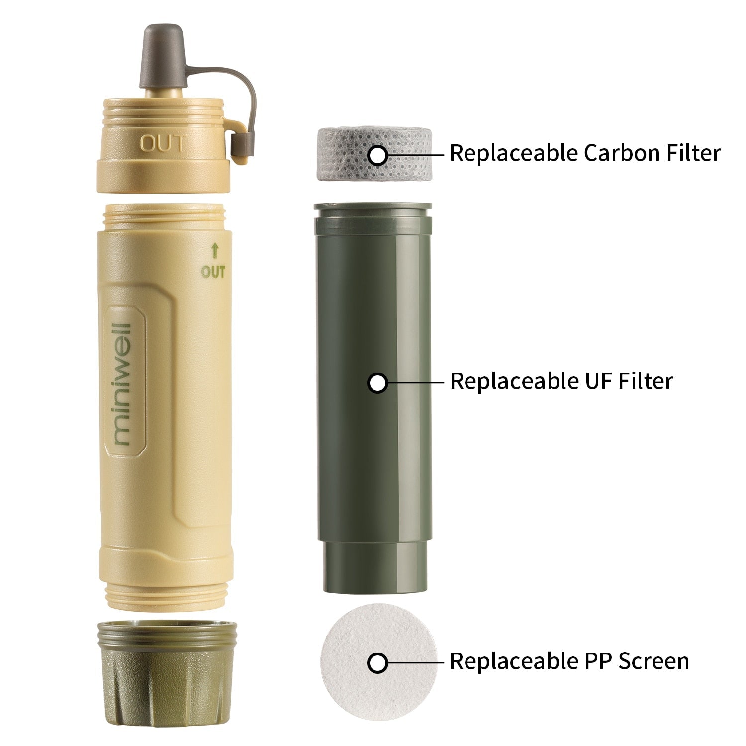Portable Survival Water Filter for Camping, Hiking, and Emergency Use
