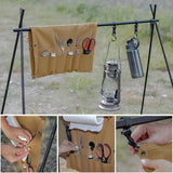 Portable Multi-Pocket Canvas Camping Tableware Storage Bag & Towel Rack for Outdoor Hiking Cutlery