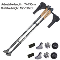 2pcs Nordic Walking Sticks - Adjustable Aluminum Telescopic Trekking Poles for Camping & Hiking