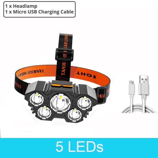 12 LED Rechargeable Headlamp - Super Bright, Waterproof for Fishing, Camping, Hiking, Outdoor Activities