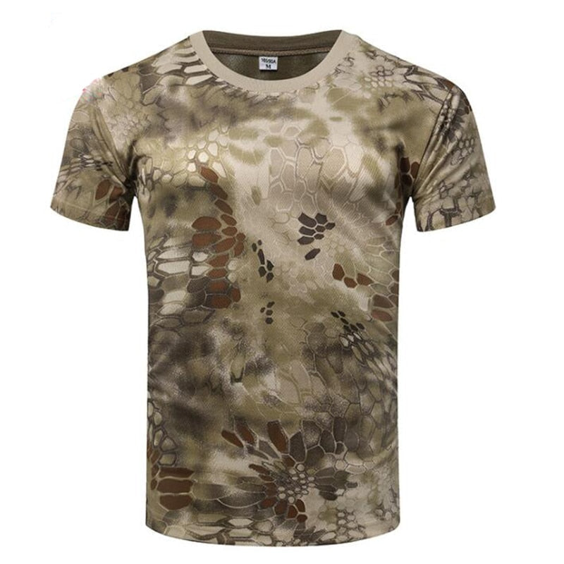 Herren Outdoor Sports Camouflage Schnelltrocknende T-Shirts, Rundhalsausschnitt, Kurzarm, Übergröße M-3XL